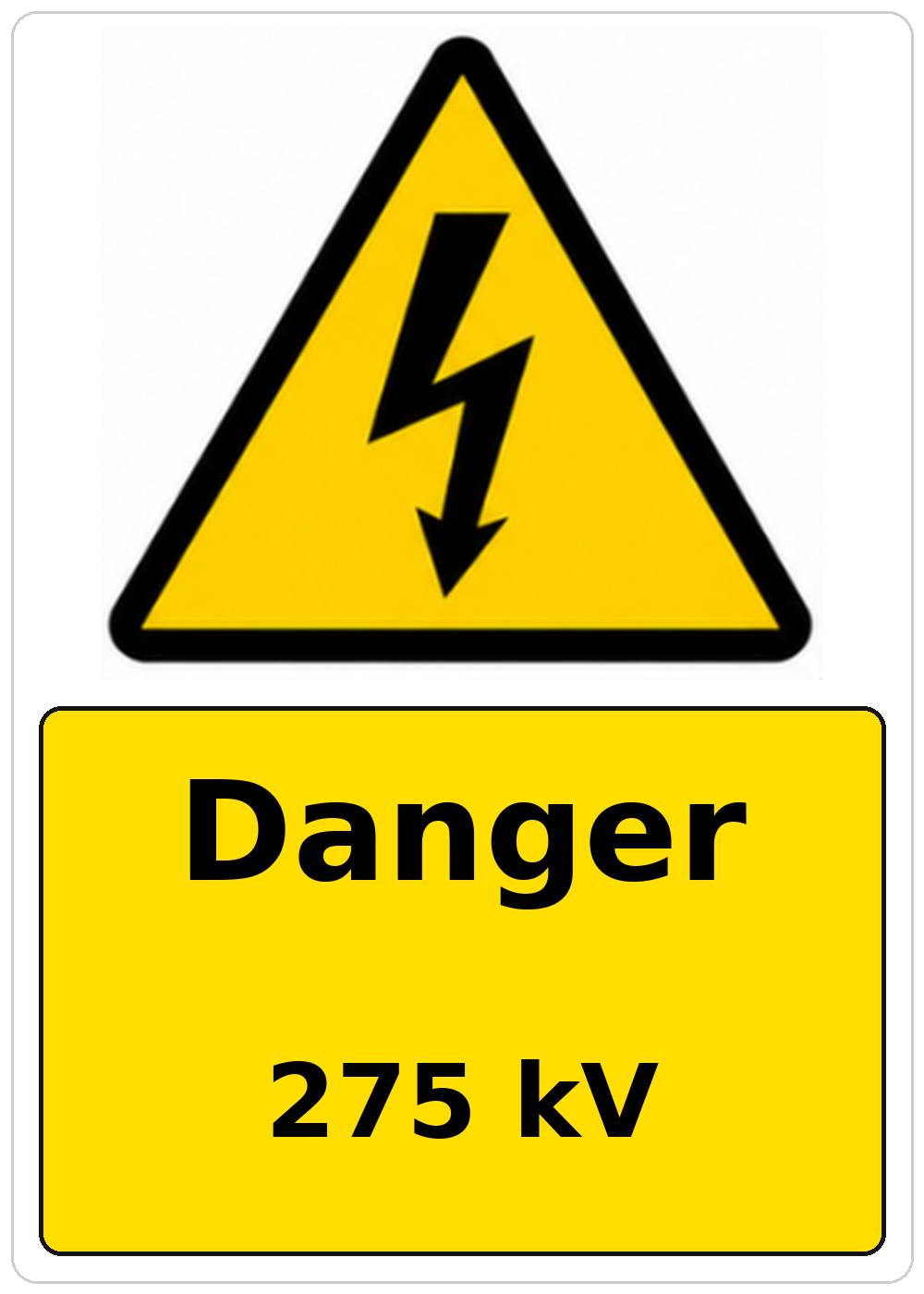 Danger 275 kV electrical warning sticker