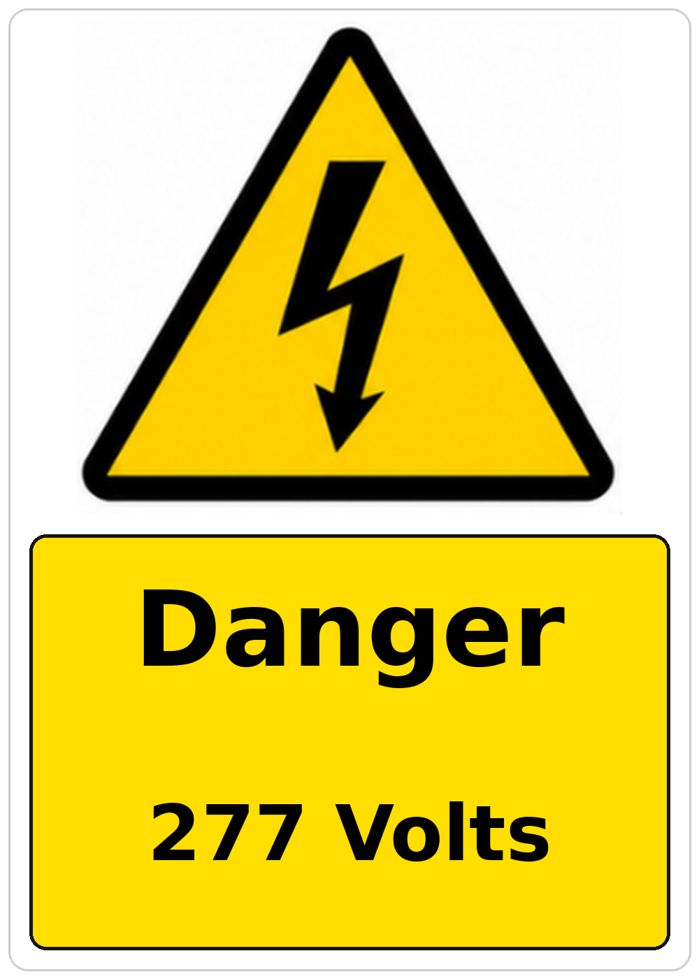Danger 277 Volts electrical warning sticker