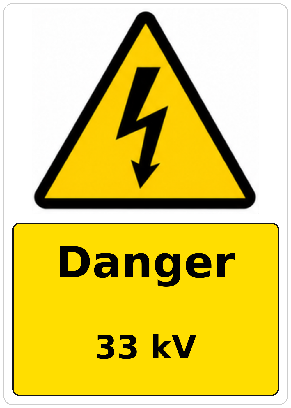 Danger 33 kV electrical warning sticker