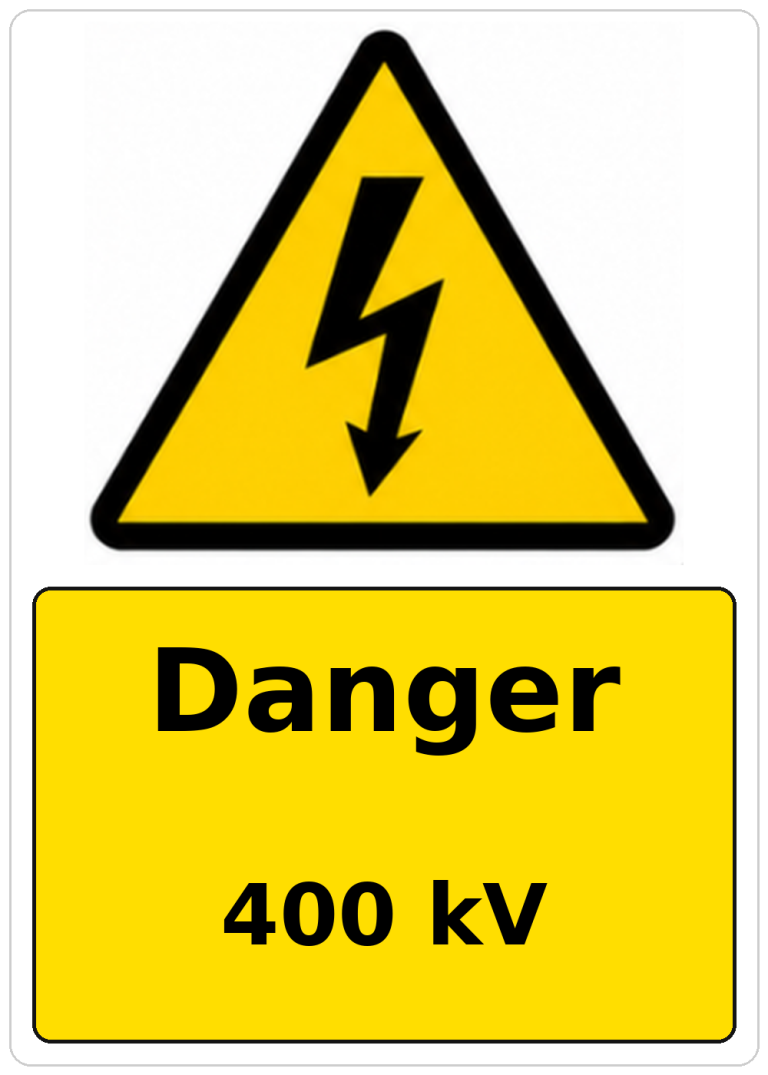 Danger 400 kV electrical warning sticker