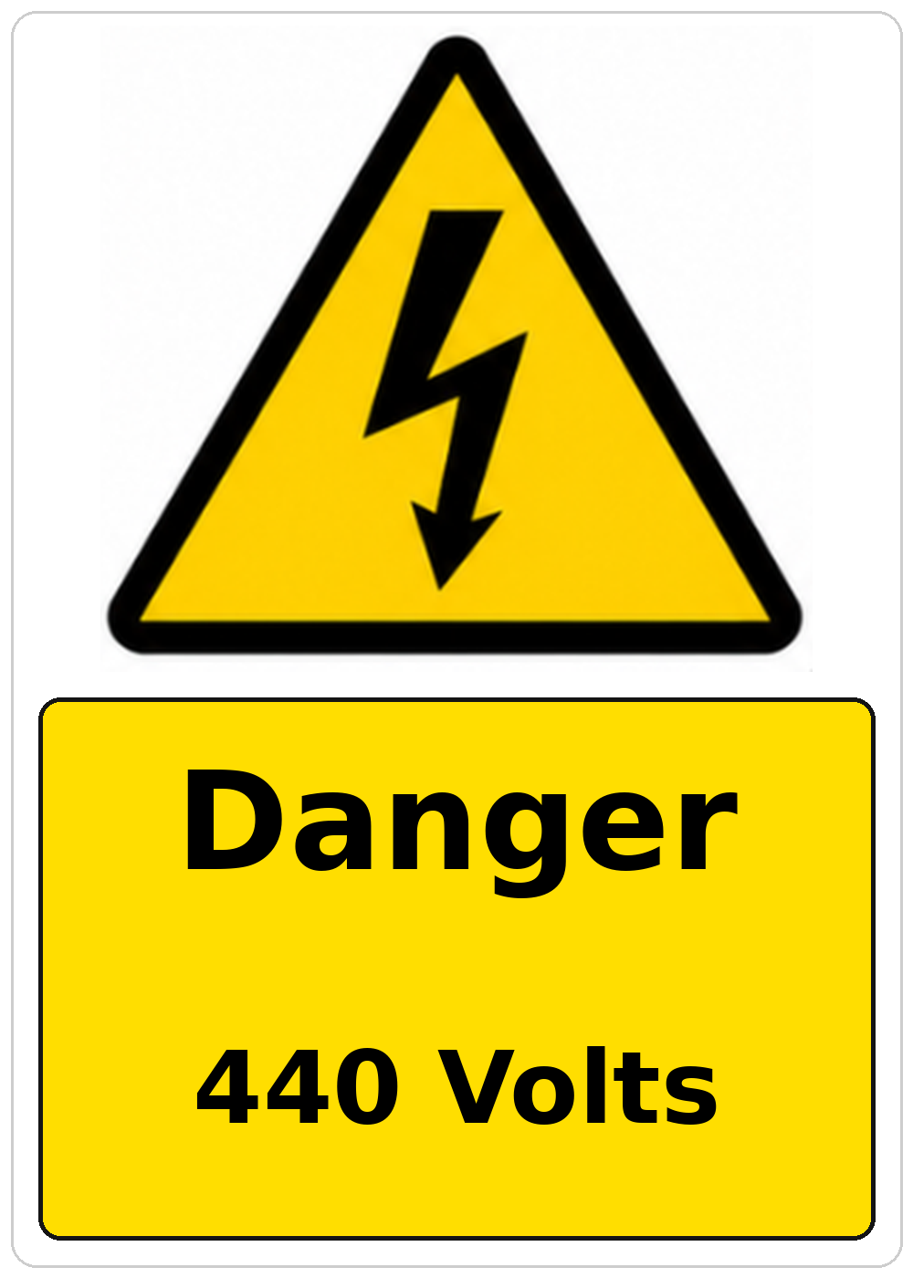 Danger 440 Volts electrical warning sticker