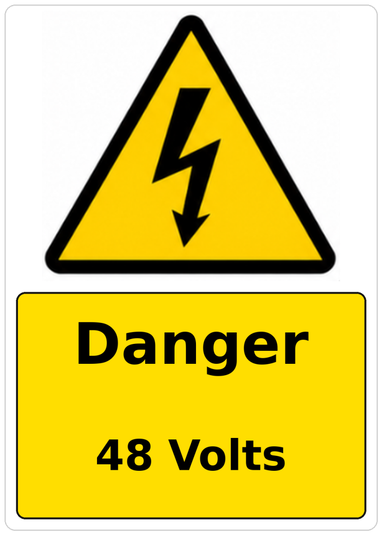Danger 48 Volts electrical warning sticker