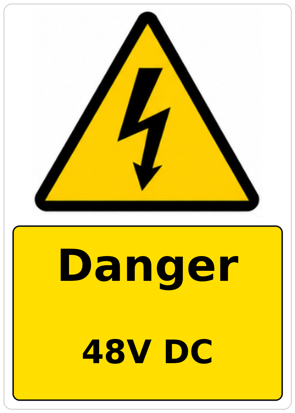 Danger 48V DC electrical warning sticker