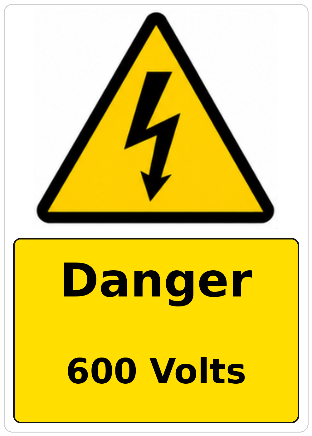 Danger 600 Volts electrical warning sticker