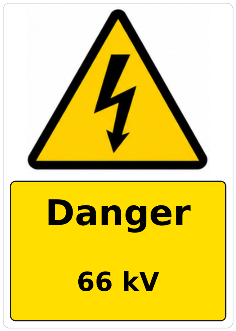 Danger 66 kV electrical warning sticker