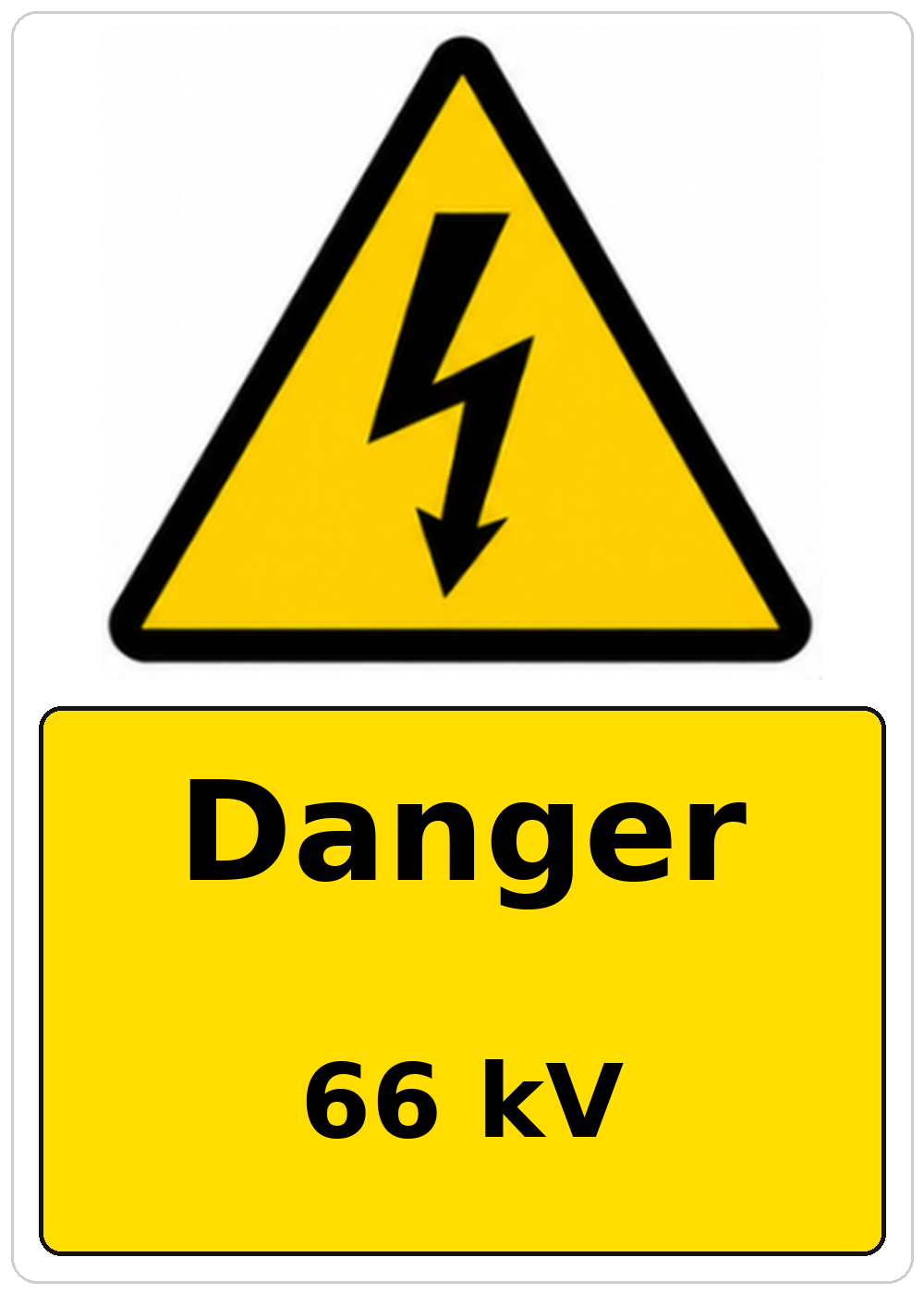 Danger 66 kV electrical warning sticker