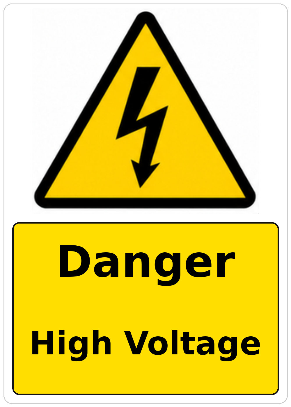 Danger High Voltage electrical warning sticker