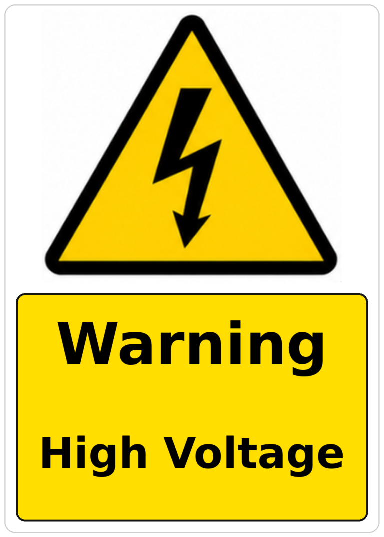 Warning High Voltage electrical warning sticker