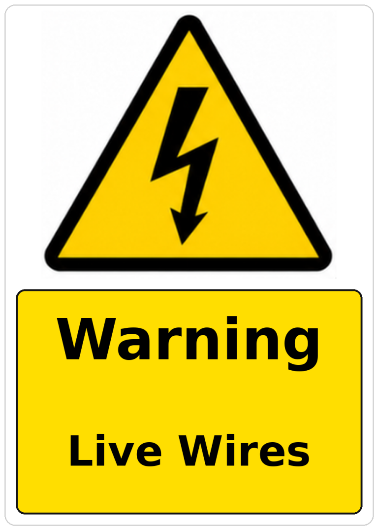 Warning Live Wires electrical warning sticker