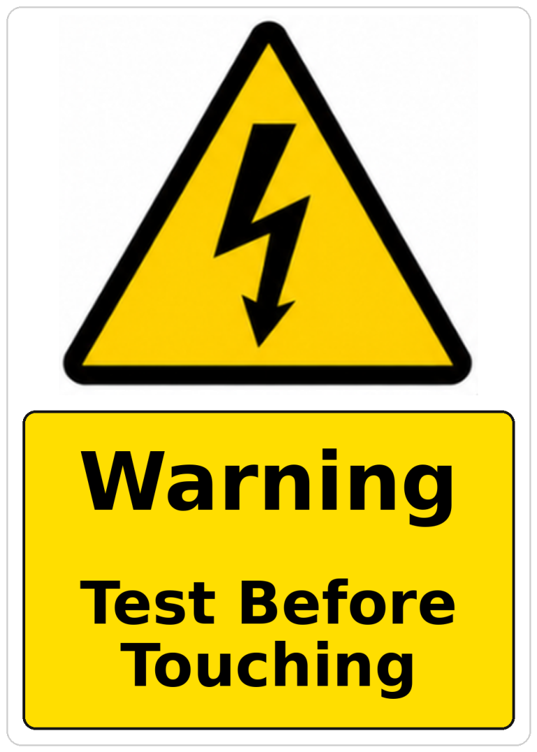 Warning Test Before Touching electrical warning sticker