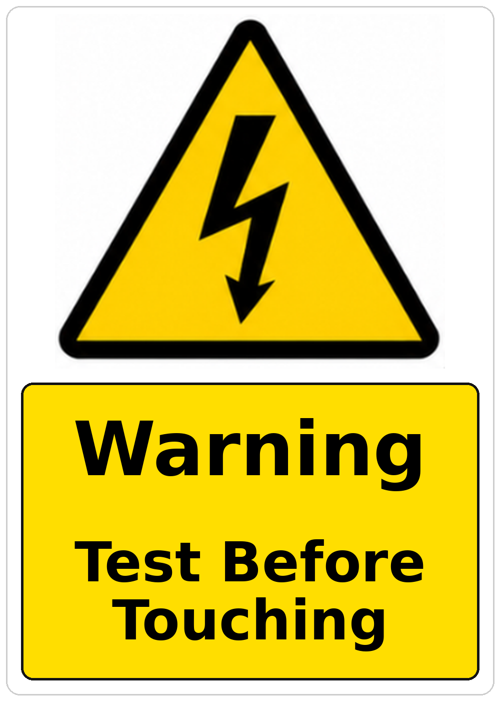 Warning Test Before Touching electrical warning sticker