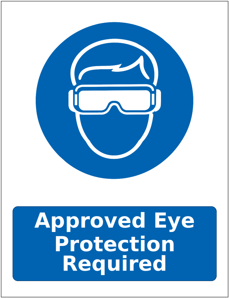 Approved Eye Protection Required mandatory eye protection safety sticker