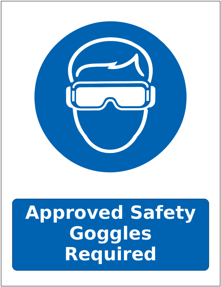 Approved Safety Goggles Required mandatory eye protection safety sticker