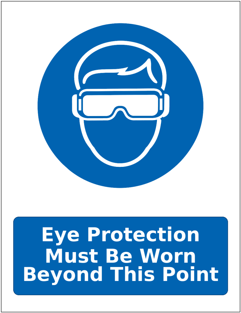 Eye Protection Must Be Worn Beyond This Point mandatory eye protection safety sticker