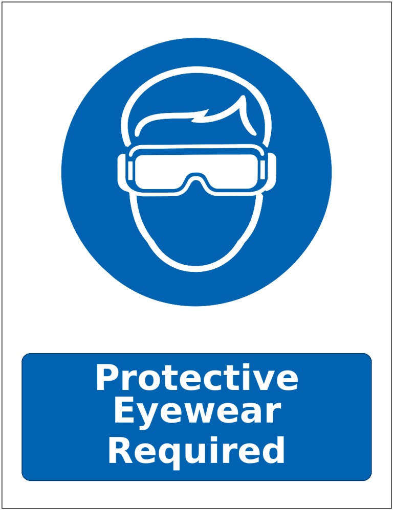 Protective Eyewear Required mandatory eye protection safety sticker