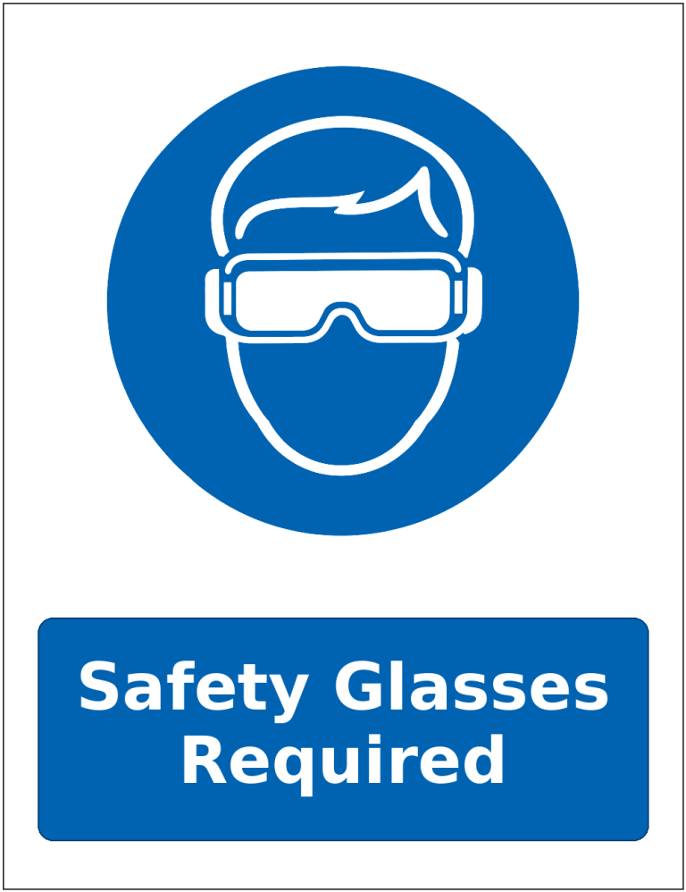 Safety Glasses Required mandatory eye protection safety sticker