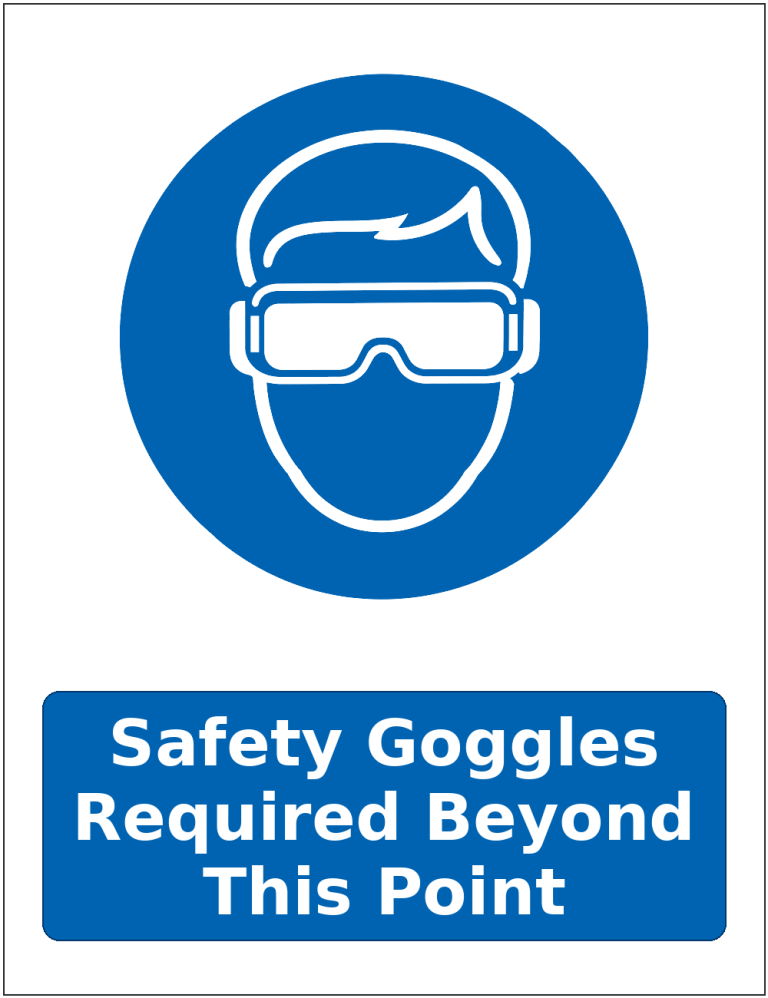 Safety Goggles Required Beyond This Point mandatory eye protection safety sticker