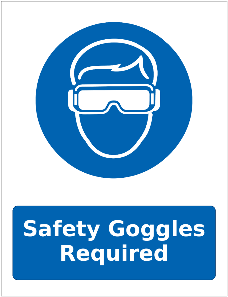 Safety Goggles Required mandatory eye protection safety sticker