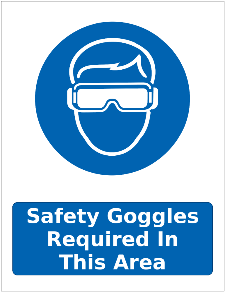 Safety Goggles Required In This Area mandatory eye protection safety sticker