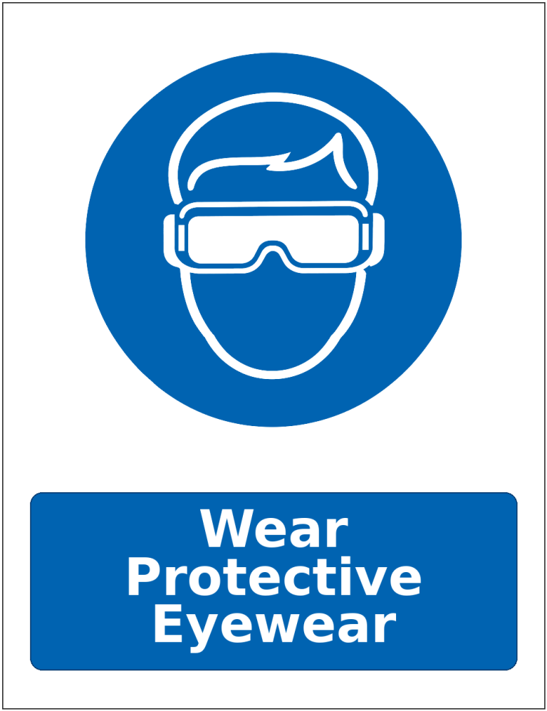 Wear Protective Eyewear mandatory eye protection safety sticker