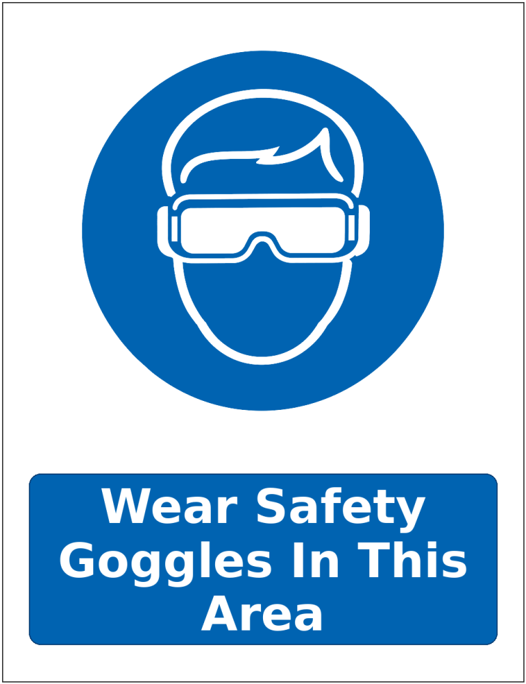 Wear Safety Goggles In This Area mandatory eye protection safety sticker