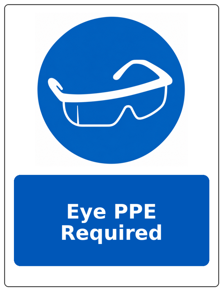 Eye PPE Required portrait eye protection mandatory sticker