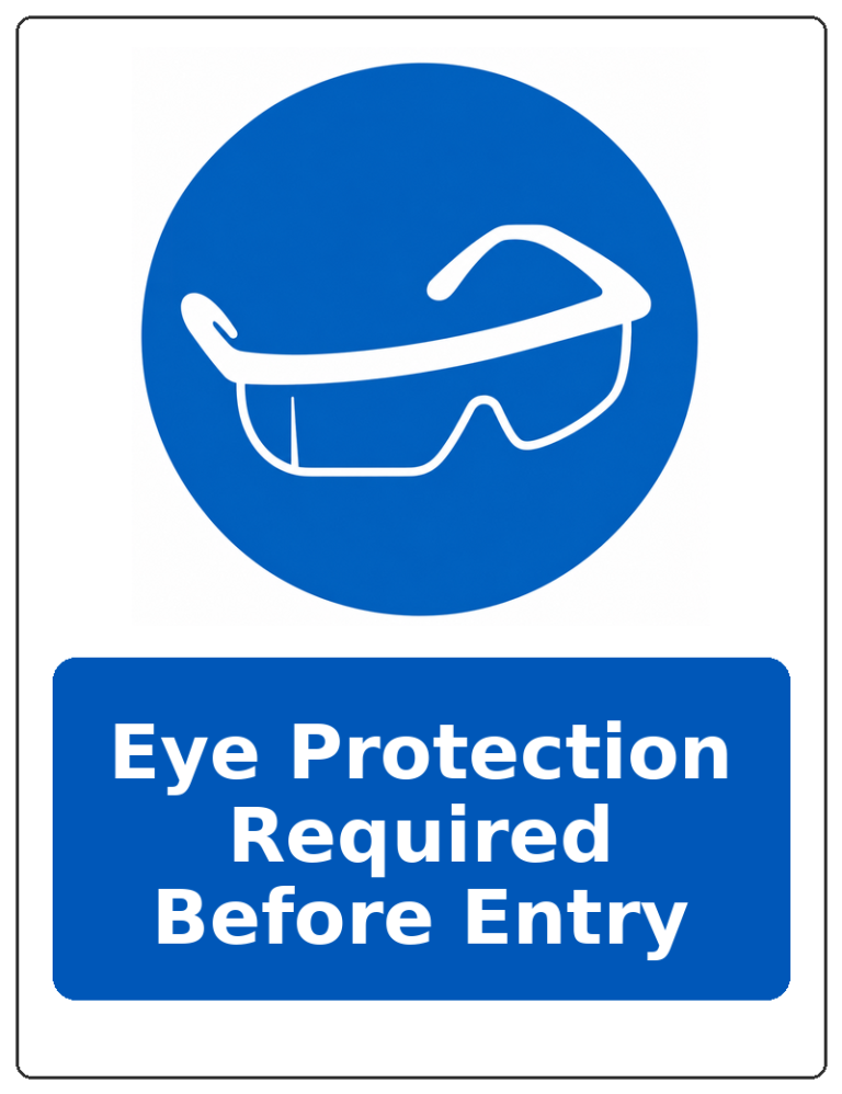 Eye Protection Required Before Entry portrait eye protection mandatory sticker