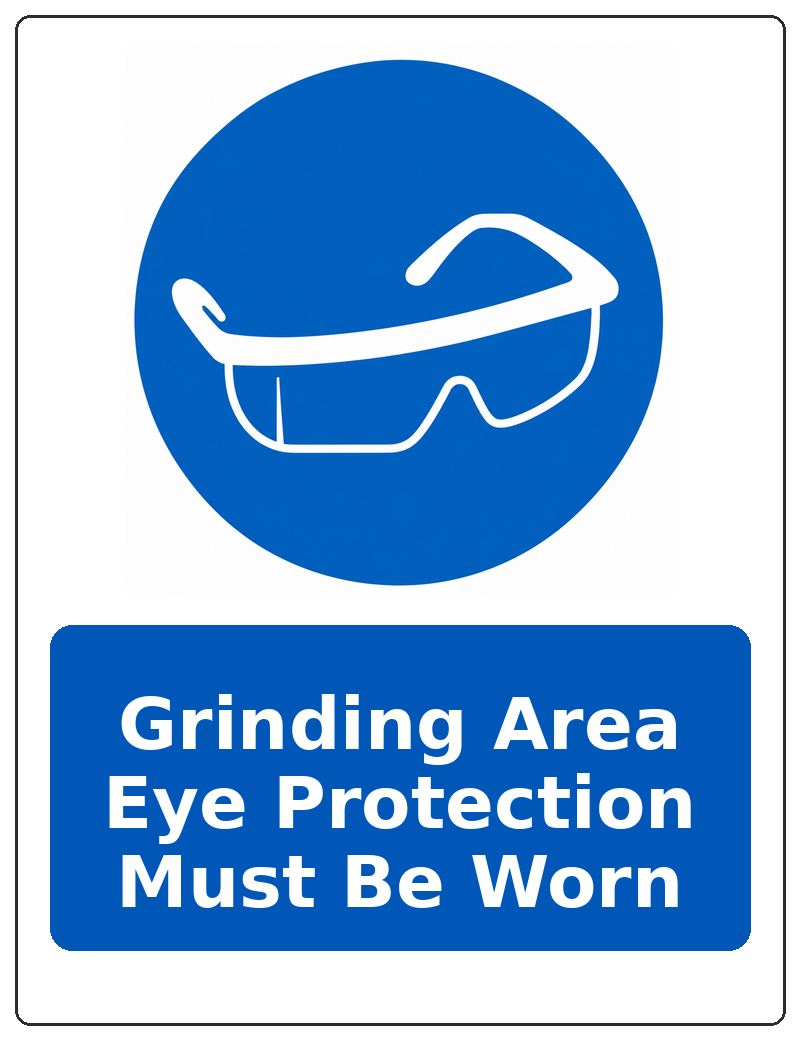 Grinding Area Eye Protection Must Be Worn portrait eye protection mandatory sticker