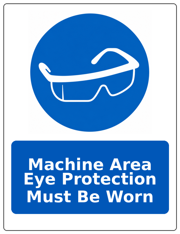 Machine Area Eye Protection Must Be Worn portrait eye protection mandatory sticker