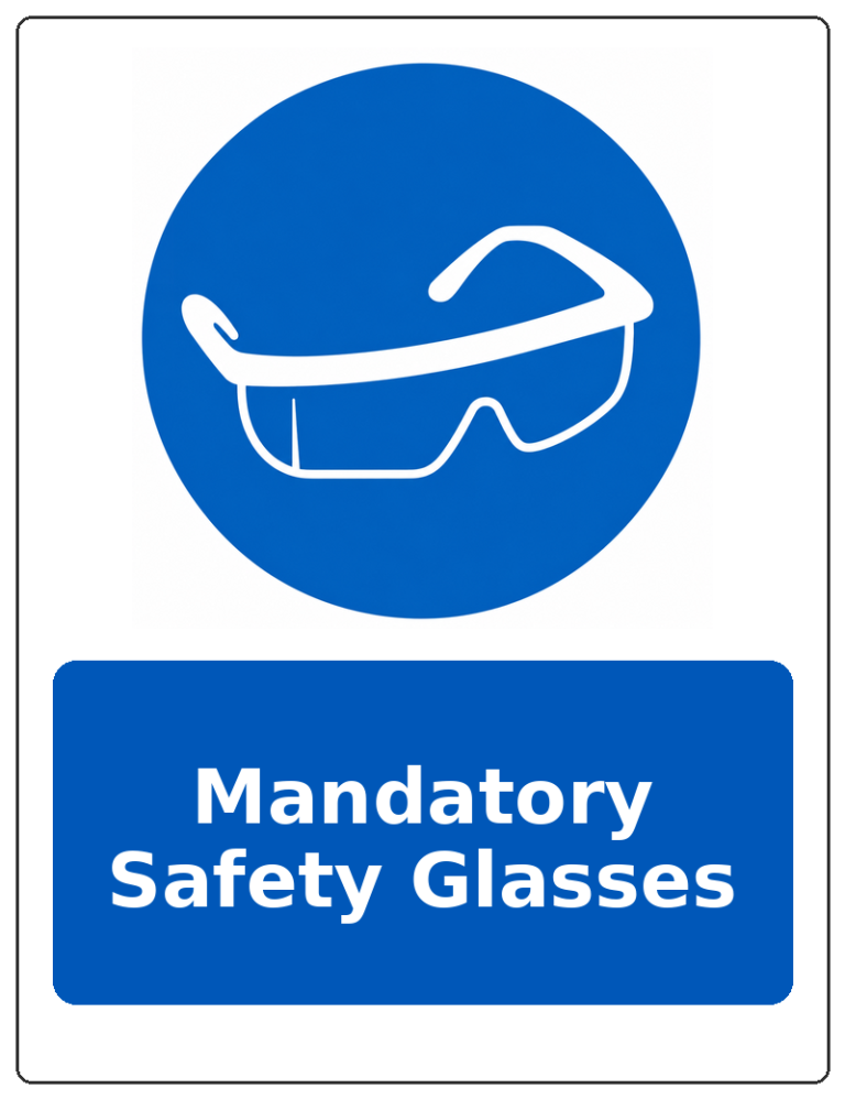 Mandatory Safety Glasses portrait eye protection mandatory sticker