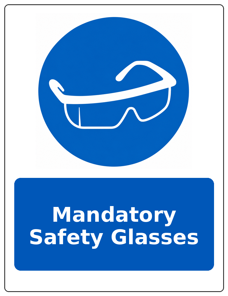 Mandatory Safety Glasses portrait eye protection mandatory sticker