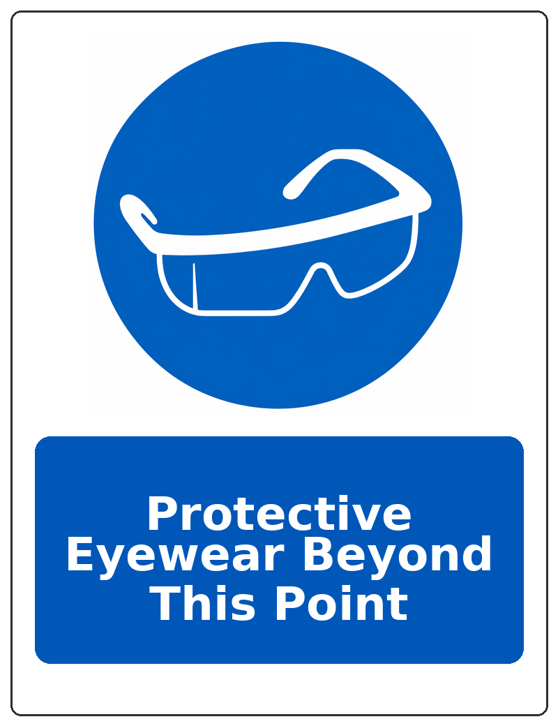 Protective Eyewear Beyond This Point portrait eye protection mandatory sticker