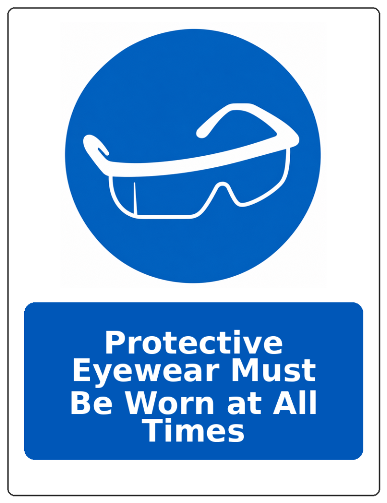 Protective Eyewear Must Be Worn at All Times portrait eye protection mandatory sticker