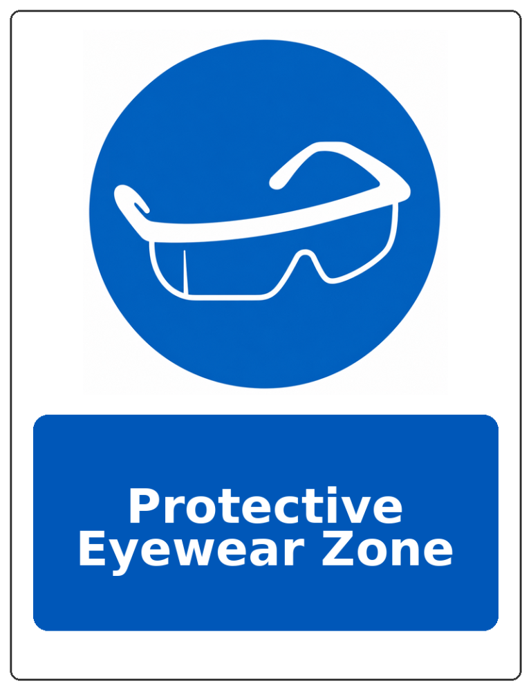 Protective Eyewear Zone portrait eye protection mandatory sticker