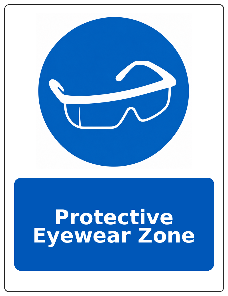 Protective Eyewear Zone portrait eye protection mandatory sticker