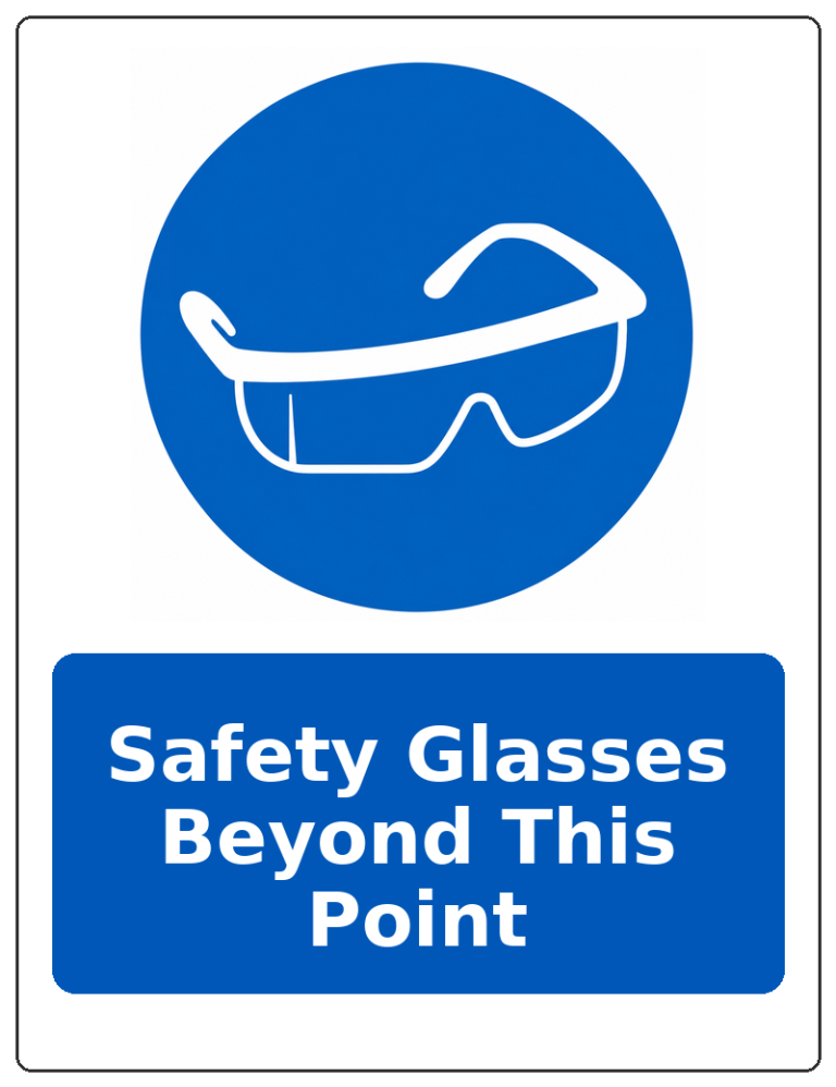 Safety Glasses Beyond This Point portrait eye protection mandatory sticker
