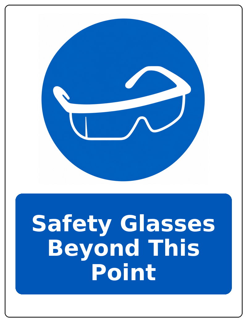 Safety Glasses Beyond This Point portrait eye protection mandatory sticker