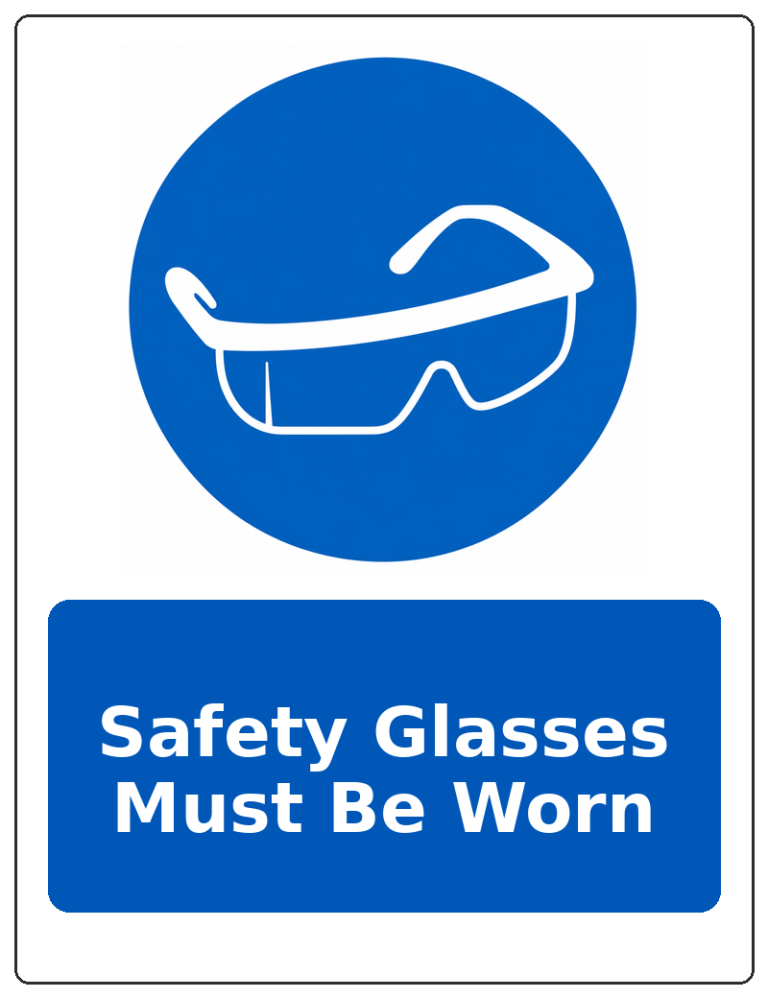 Safety Glasses Must Be Worn portrait eye protection mandatory sticker