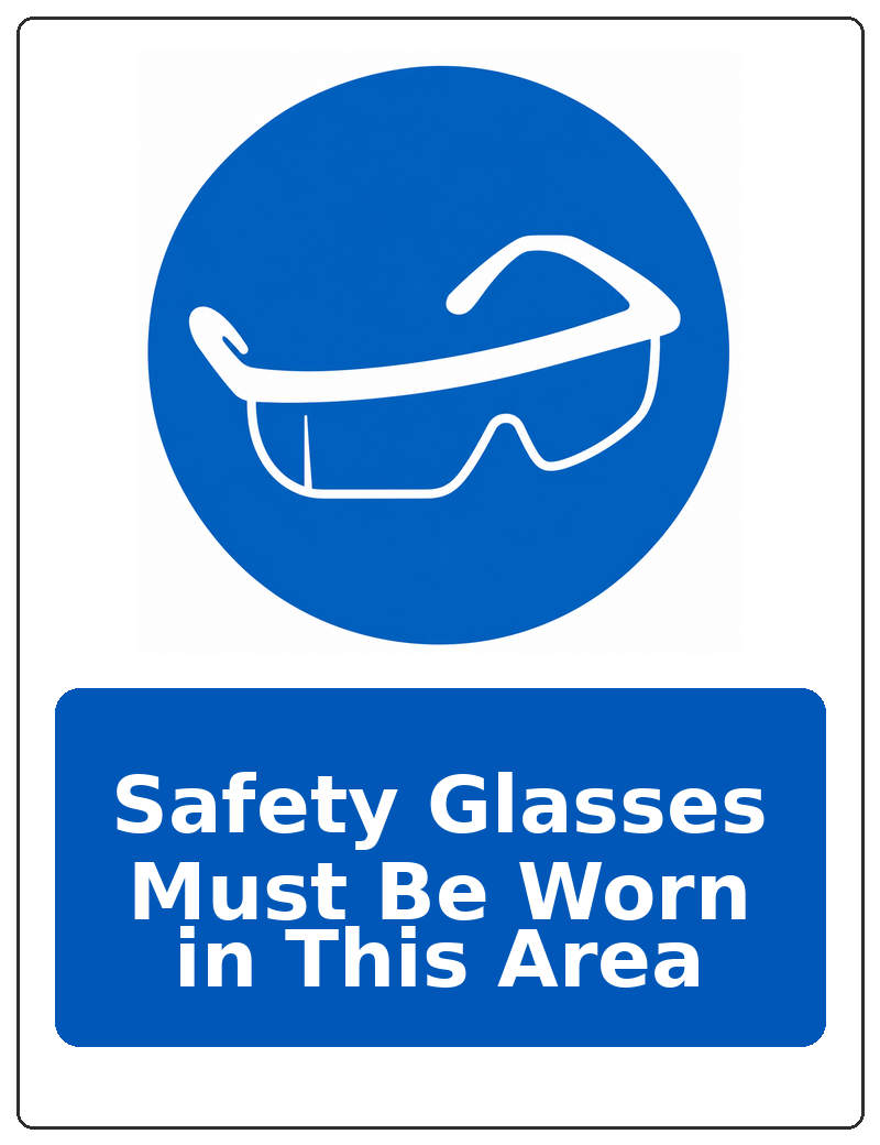 Safety Glasses Must Be Worn in This Area portrait eye protection mandatory sticker