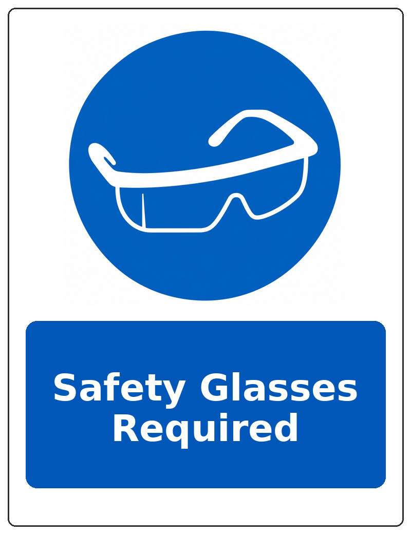 Safety Glasses Required portrait eye protection mandatory sticker