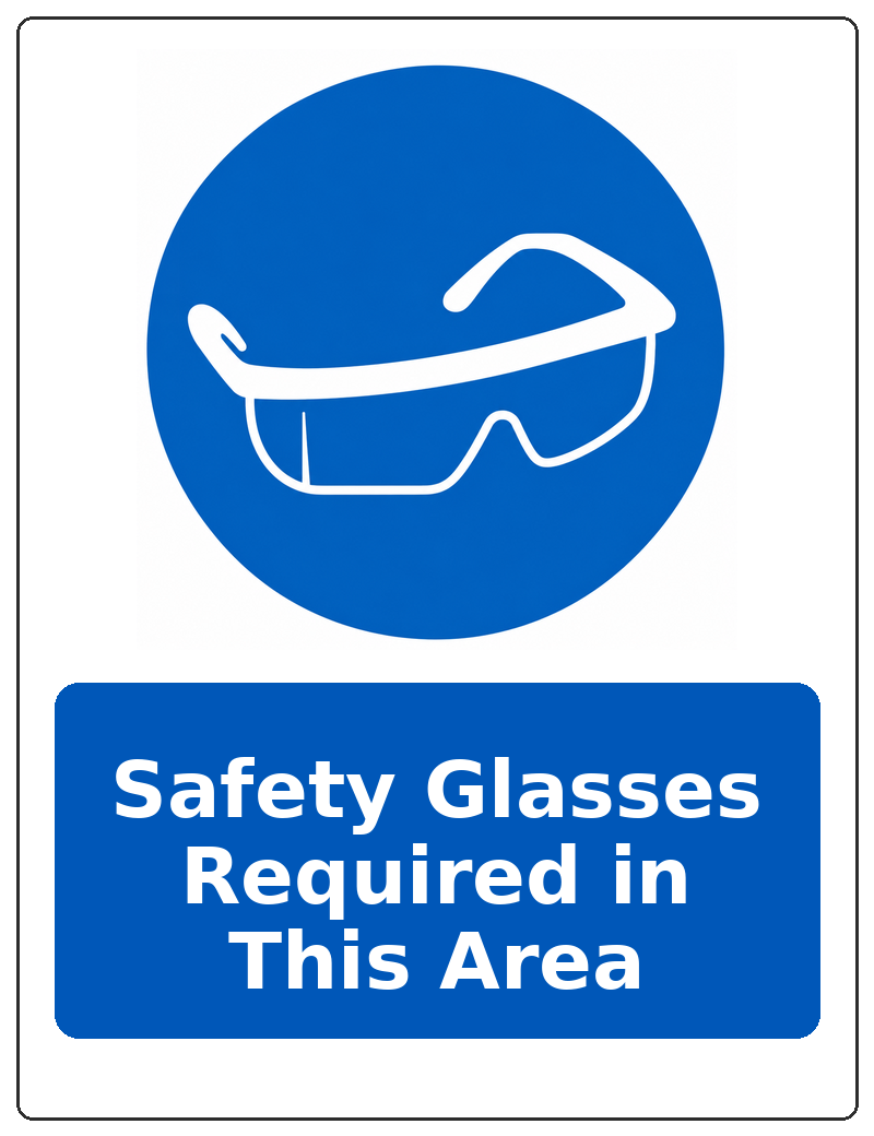 Safety Glasses Required in This Area portrait eye protection mandatory sticker