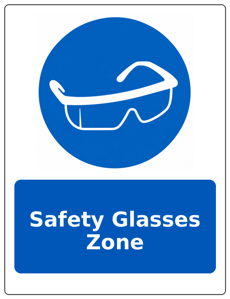 Safety Glasses Zone portrait eye protection mandatory sticker