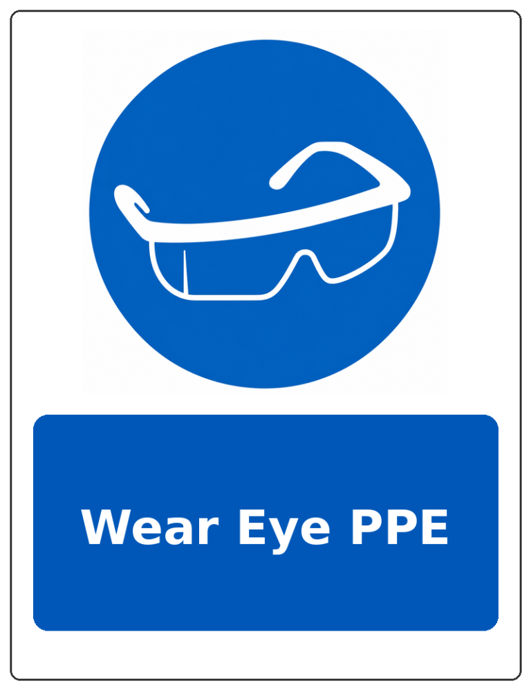 Wear Eye PPE portrait eye protection mandatory sticker
