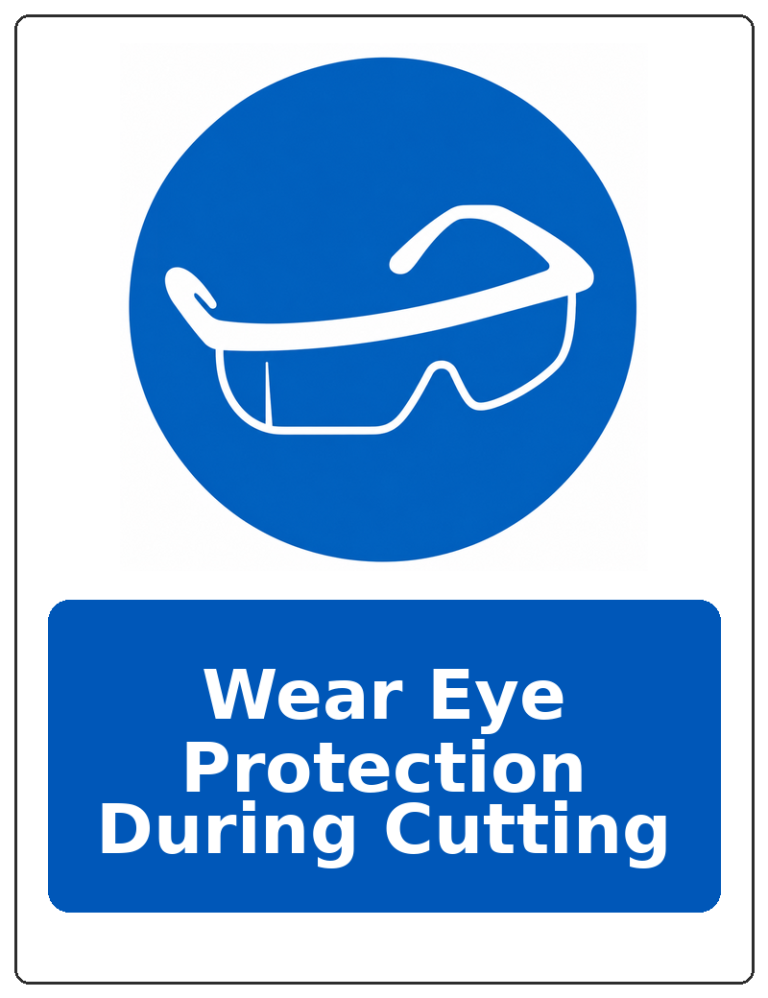 Wear Eye Protection During Cutting portrait eye protection mandatory sticker