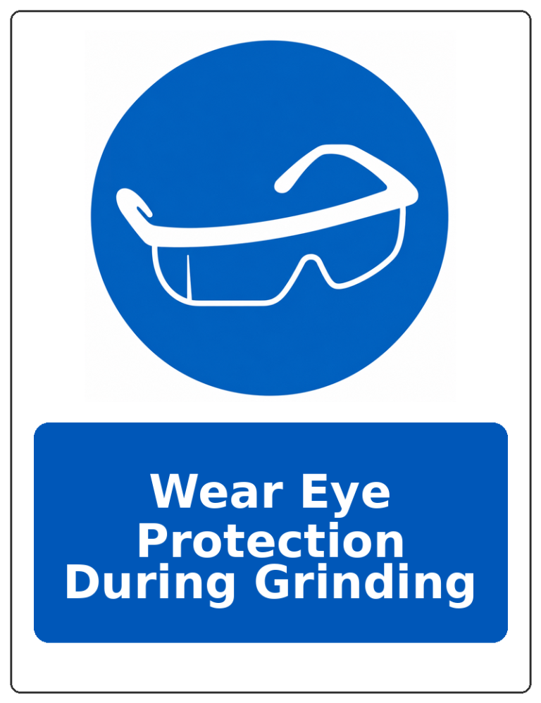 Wear Eye Protection During Grinding portrait eye protection mandatory sticker