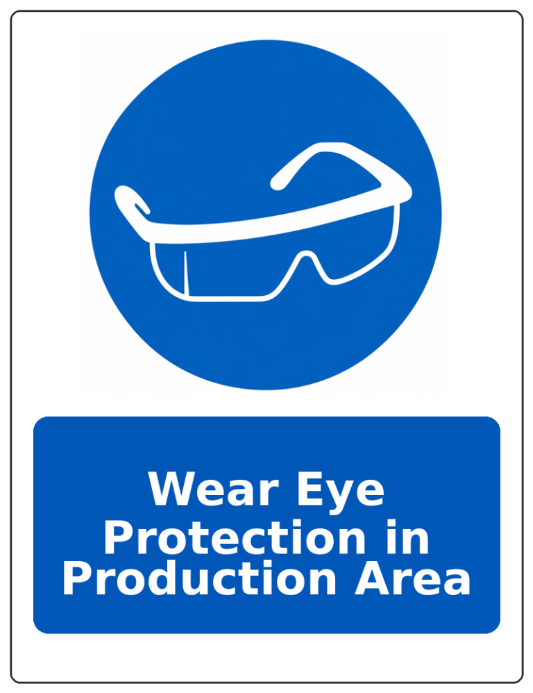 Wear Eye Protection in Production Area portrait eye protection mandatory sticker