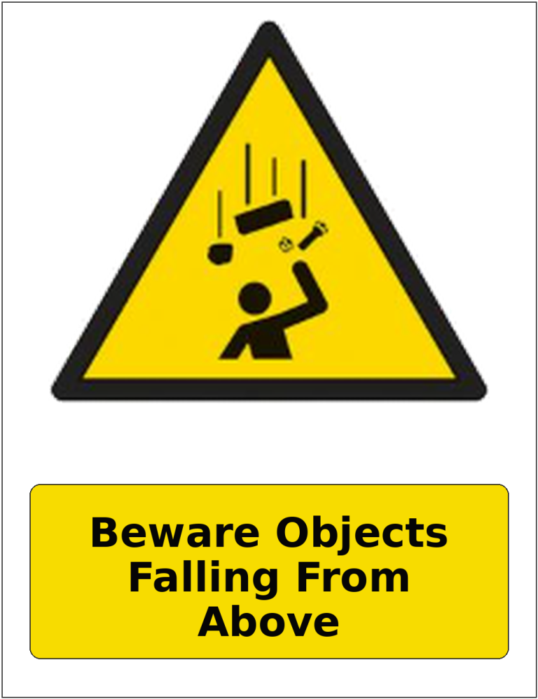 Beware Objects Falling From Above portrait falling objects warning sticker