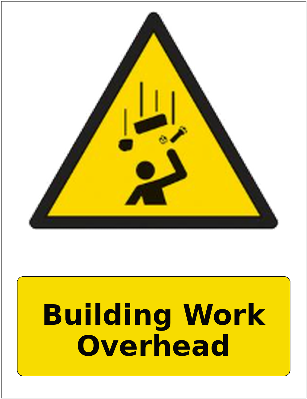 Building Work Overhead portrait falling objects warning sticker