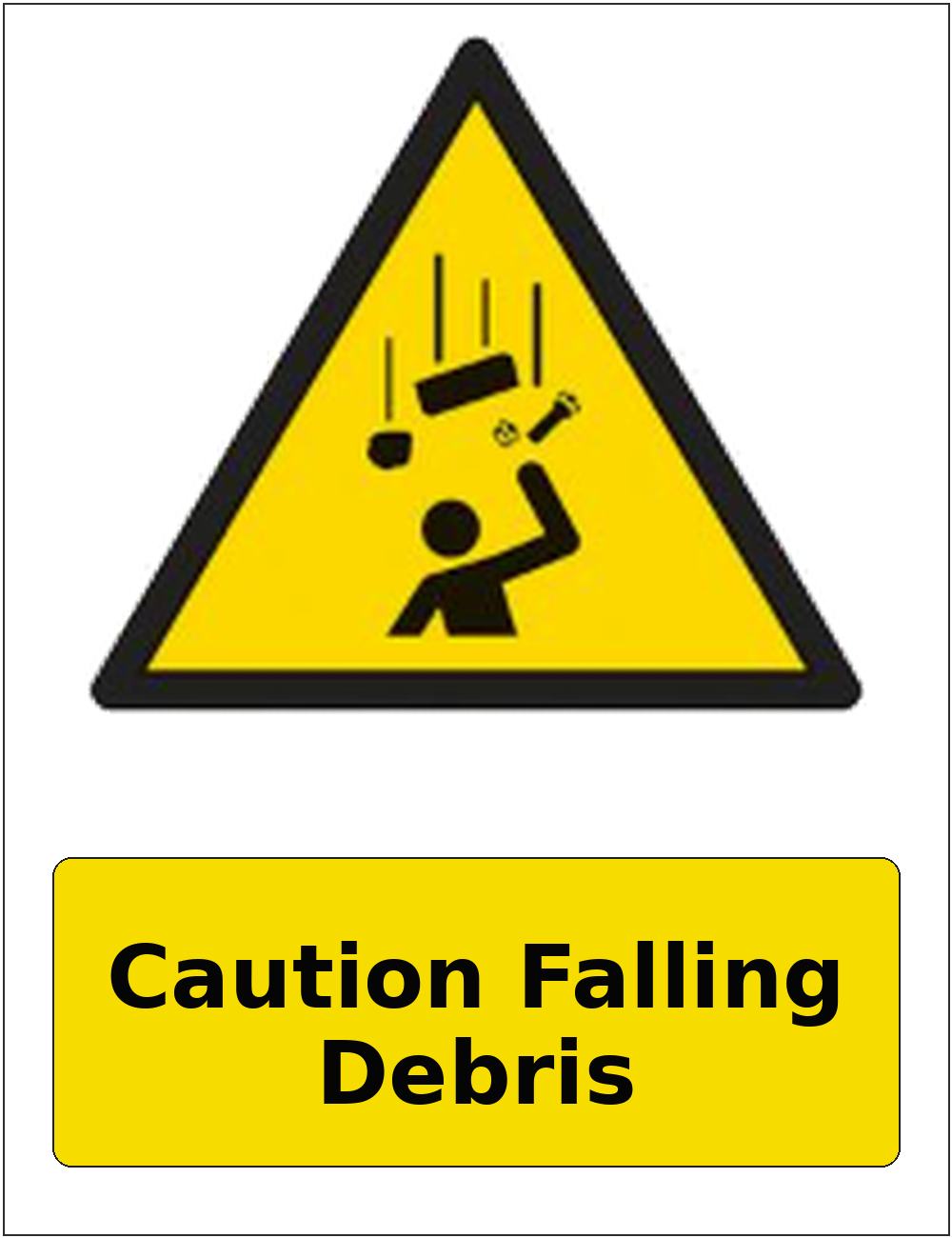 Caution Falling Debris portrait falling objects warning sticker