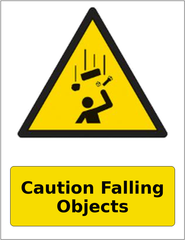 Caution Falling Objects portrait falling objects warning sticker